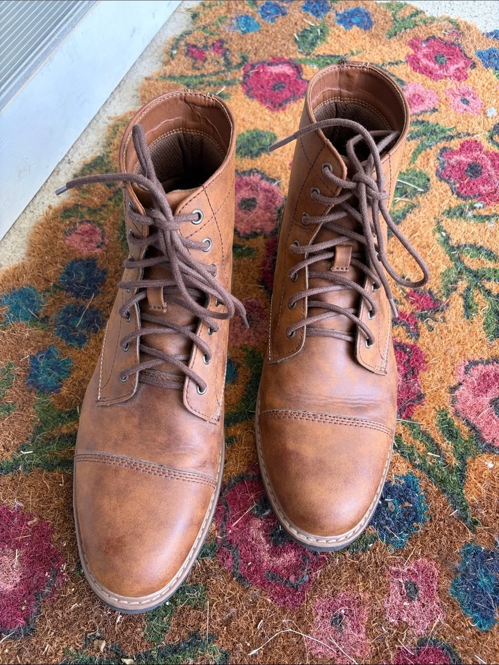 Sonoma Men's Brown faux leather Lace-Up Cap Toe Boots